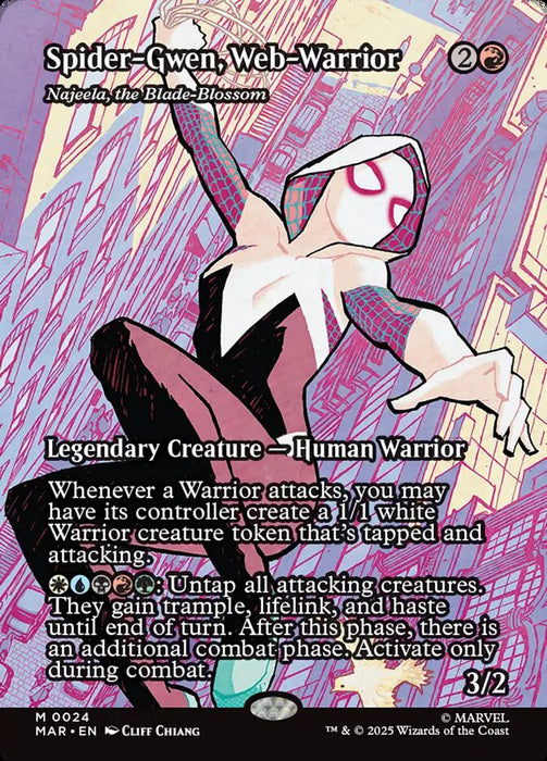 Spider-Gwen, Web-Warrior - Najeela, the Blade-Blossom - Borderless - Full Art - Inverted - Legendary