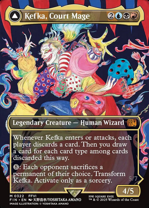 Kefka, Court Mage // Kefka, Ruler of Ruin - Borderless - Full Art - Inverted - Legendary (Foil)