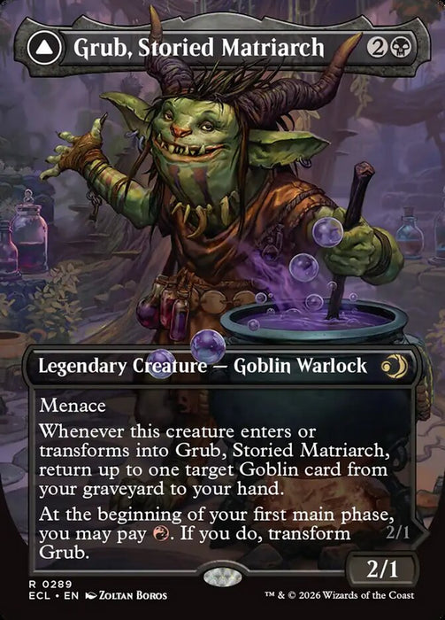 Grub, Storied Matriarch // Grub, Notorious Auntie - Borderless - Full Art - Inverted - Legendary (Foil)