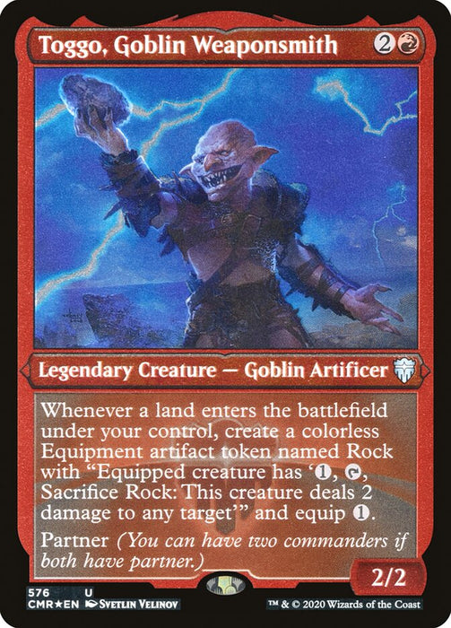 Toggo, Goblin Weaponsmith - Etched - Inverted - Legendary - Etched (Foil)
