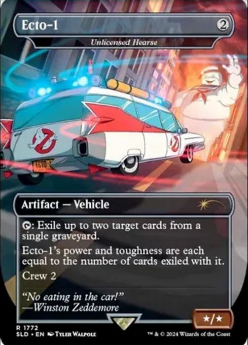 Ecto-1 - Unlicensed Hearse - Borderless - Full Art - Inverted (Foil)