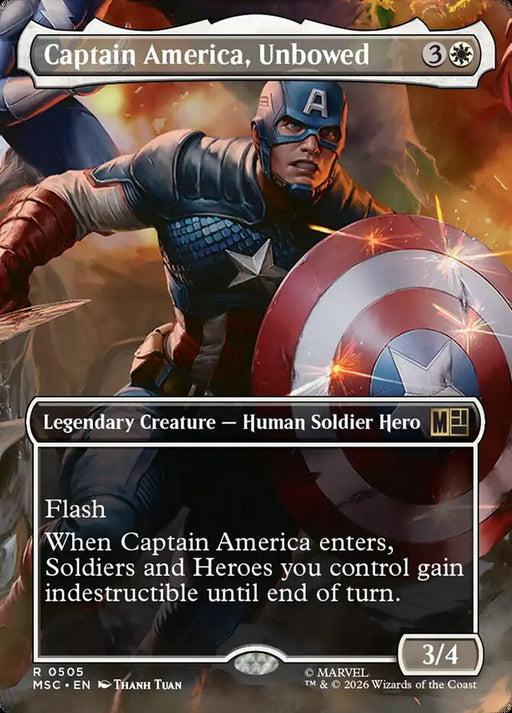 Captain America, Unbowed - Borderless - Inverted - Legendary (Foil)