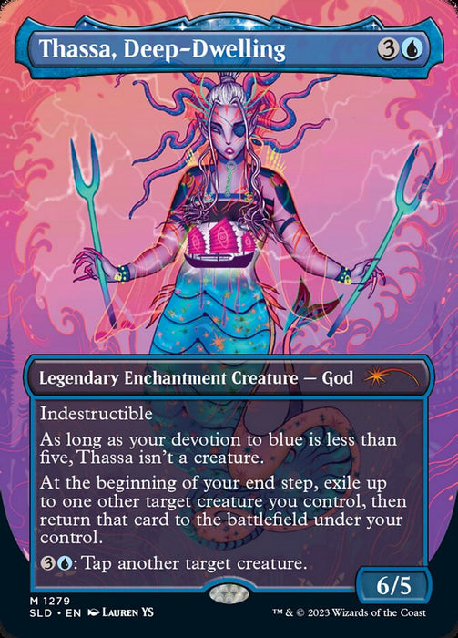 Thassa, Deep-Dwelling - Borderless - Full Art - Legendary - Inverted - Enchantment (Foil)