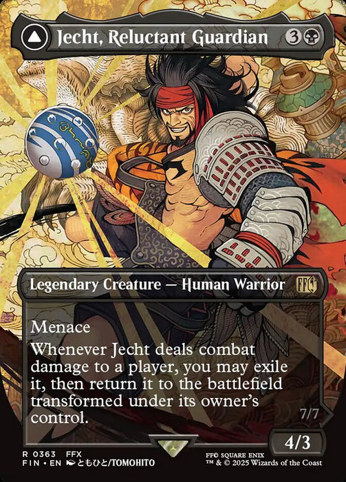 Jecht, Reluctant Guardian // Braska's Final Aeon - Borderless - Full Art - Enchantment - Legendary - Inverted (Foil)