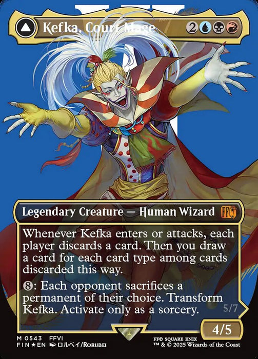 Kefka, Court Mage // Kefka, Ruler of Ruin - Borderless - Full Art - Inverted - Legendary - Surge Foil (Foil)