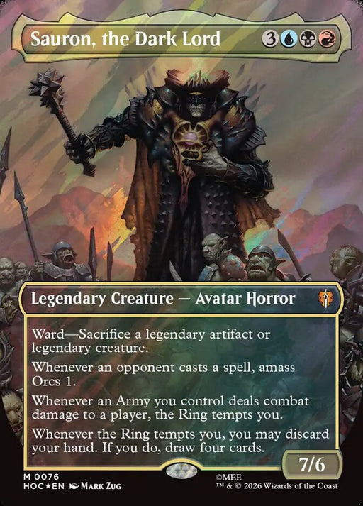 Sauron, the Dark Lord - Borderless - Inverted - Legendary - Surge Foil (Foil)