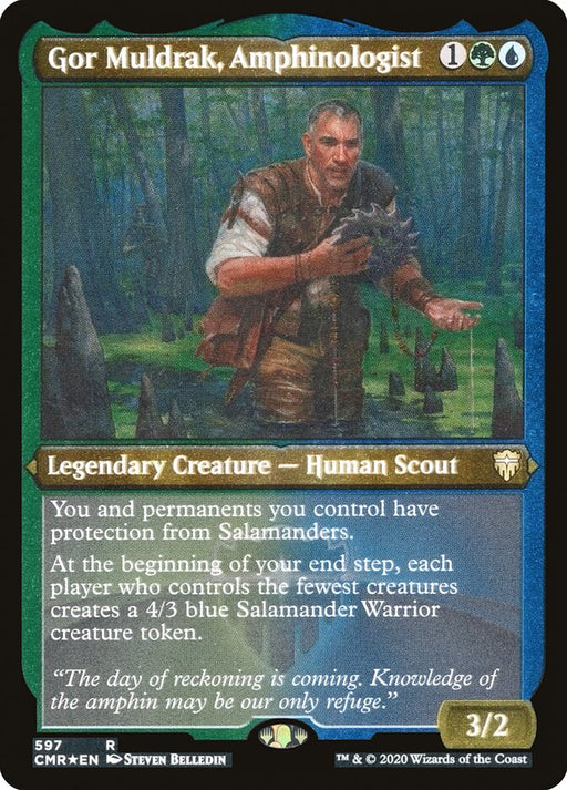 Gor Muldrak, Amphinologist - Etched - Inverted - Legendary - Etched (Foil)