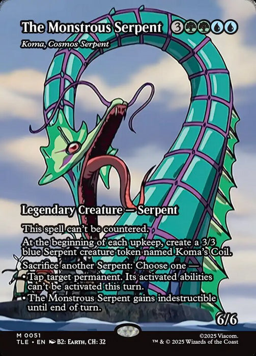 The Monstrous Serpent - Koma, Cosmos Serpent - Borderless - Full Art - Inverted - Legendary
