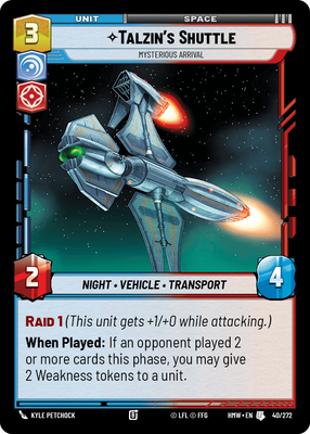 Talzin's Shuttle - Mysterious Arrival
