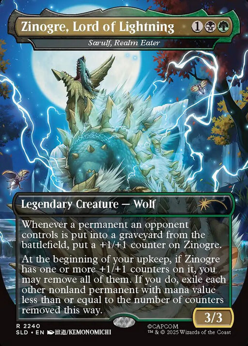Zinogre, Lord of Lightning - Sarulf, Realm Eater - Borderless - Full Art - Inverted - Legendary