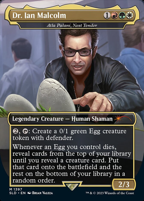 Dr. Ian Malcolm - Atla Palani, Nest Tender - Borderless - Full Art - Legendary - Inverted