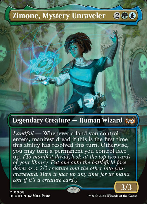 Zimone, Mystery Unraveler - Borderless - Full Art - Inverted - Legendary
