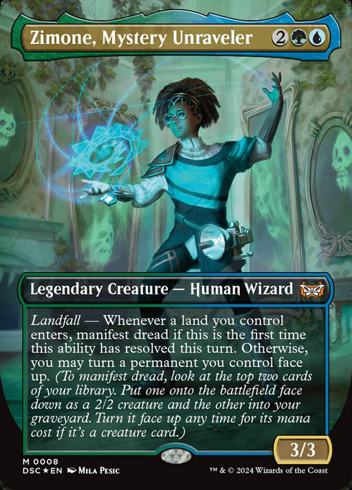 Zimone, Mystery Unraveler - Borderless - Full Art - Inverted - Legendary