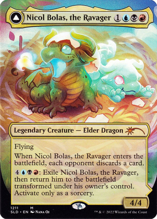 Nicol Bolas, the Ravager // Nicol Bolas, the Arisen - Borderless - Full Art - Legendary
