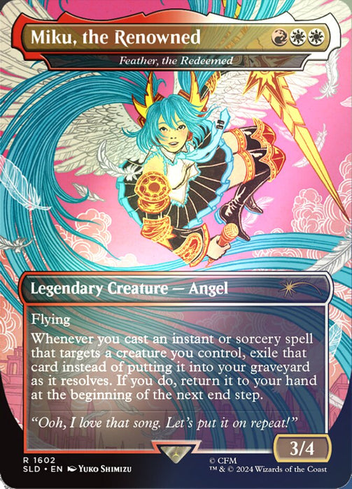 Miku, the Renowned - Feather, the Redeemed - Borderless - Full Art - Legendary - Inverted (Foil)