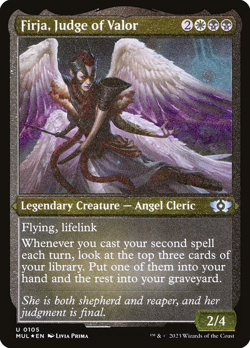 Firja, Judge of Valor - Etched - Inverted - Legendary - Etched (Foil)