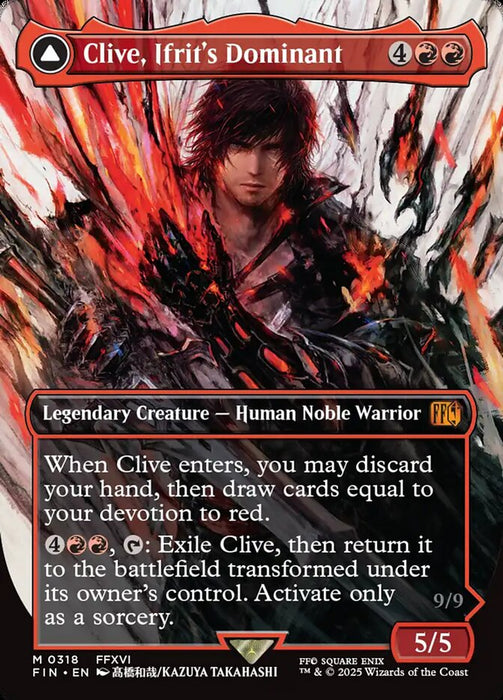 Clive, Ifrit's Dominant // Ifrit, Warden of Inferno - Borderless - Full Art - Enchantment - Legendary - Inverted