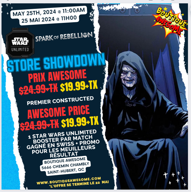 Boutique Awesome Star Wars Unlimited Store Showdown! - 25 Mai 2024 @11h