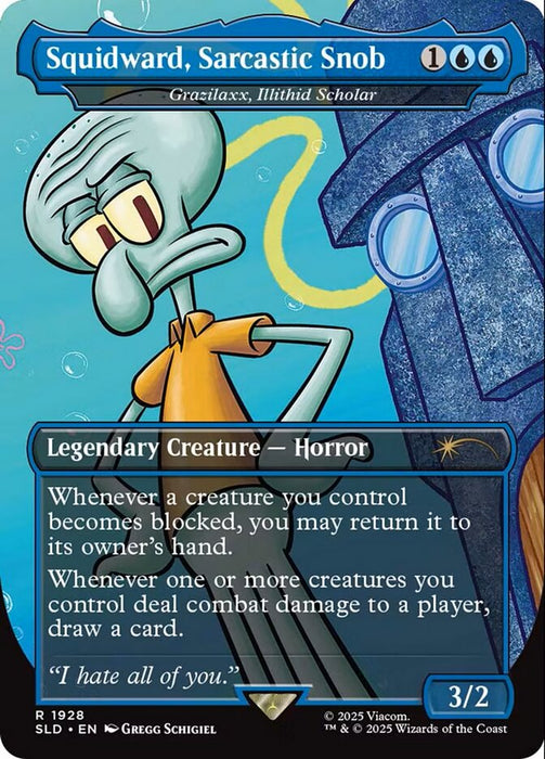 Squidward, Sarcastic Snob - Grazilaxx, Illithid Scholar - Borderless - Full Art - Legendary (Foil)