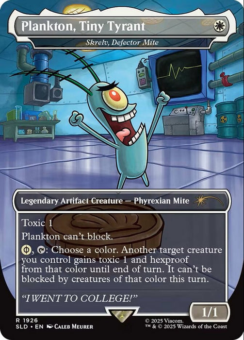 Plankton, Tiny Tyrant - Skrelv, Defector Mite - Borderless - Full Art - Legendary