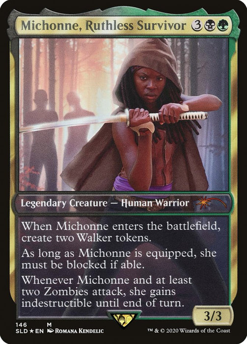 Michonne, Ruthless Survivor - Enkira, Hostile Scavenger - Full Art - Legendary - Inverted (Foil)