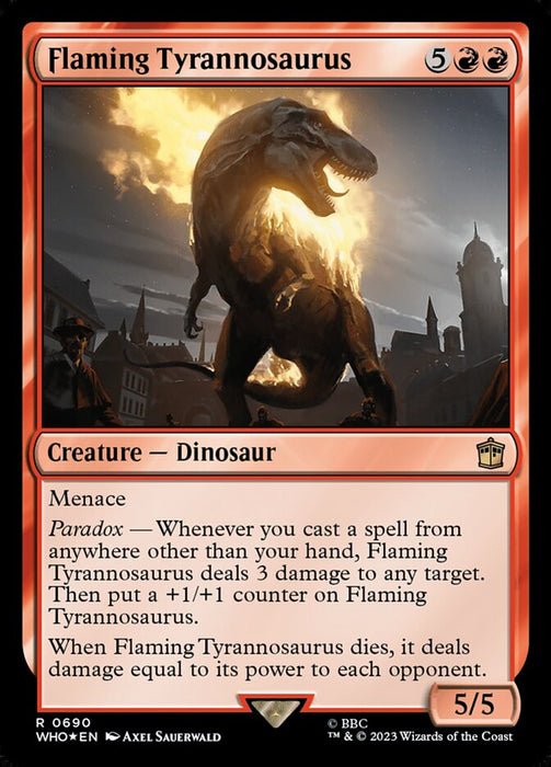 Flaming Tyrannosaurus - Surge Foil (Foil)