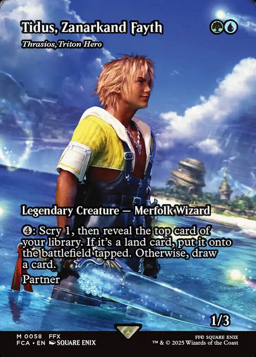 Tidus, Zanarkand Fayth - Thrasios, Triton Hero - Borderless - Full Art - Legendary - Inverted (Foil)