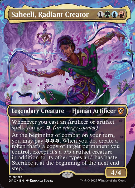 Saheeli, Radiant Creator - Borderless - Full Art - Inverted - Legendary