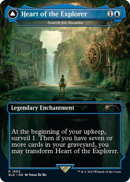 Heart of the Explorer // The Lost Valley - Search for Azcanta // Azcanta, the Sunken Ruin - Borderless - Full Art - Legendary - Inverted (Foil)