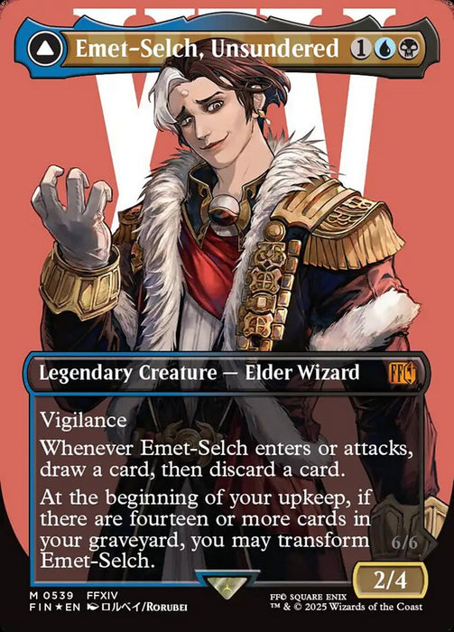 Emet-Selch, Unsundered // Hades, Sorcerer of Eld - Borderless - Full Art - Inverted - Legendary - Surge Foil (Foil)