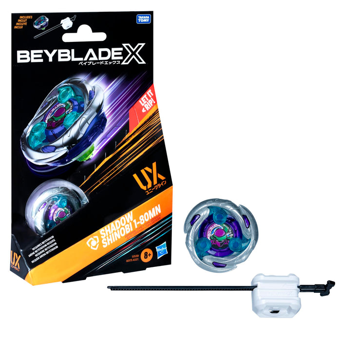 Beyblade X - Shadow Shinobi 1-80MN UX Starter Pack Top and Launcher Hasbro