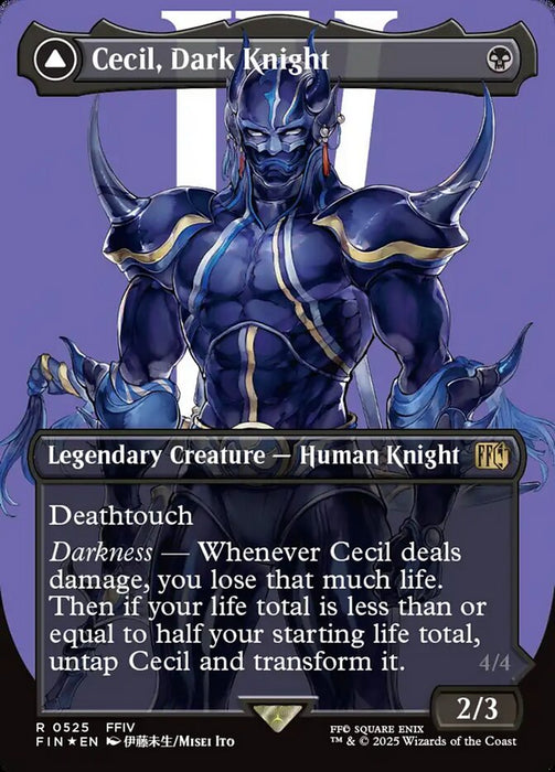 Cecil, Dark Knight // Cecil, Redeemed Paladin - Borderless - Full Art - Inverted - Legendary - Surge Foil (Foil)