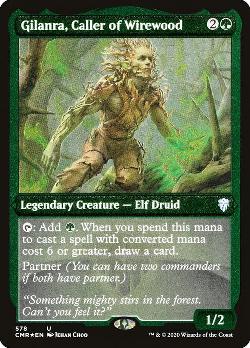 Gilanra, Caller of Wirewood - Etched - Inverted - Legendary - Etched (Foil)