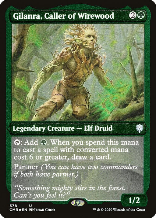 Gilanra, Caller of Wirewood - Etched - Inverted - Legendary - Etched (Foil)