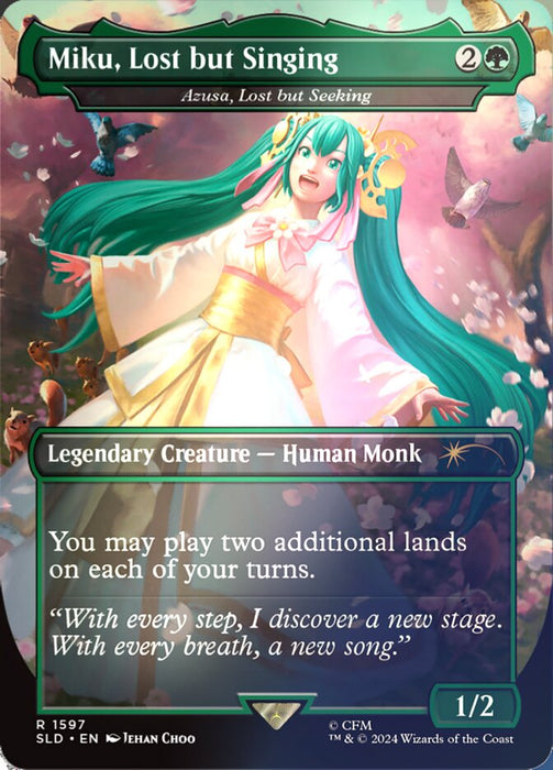 Miku, Lost but Singing - Azusa, Lost but Seeking - Borderless - Full Art - Legendary - Inverted (Foil)