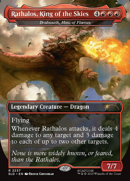 Rathalos, King of the Skies - Drakuseth, Maw of Flames - Borderless - Full Art - Inverted - Legendary (Foil)