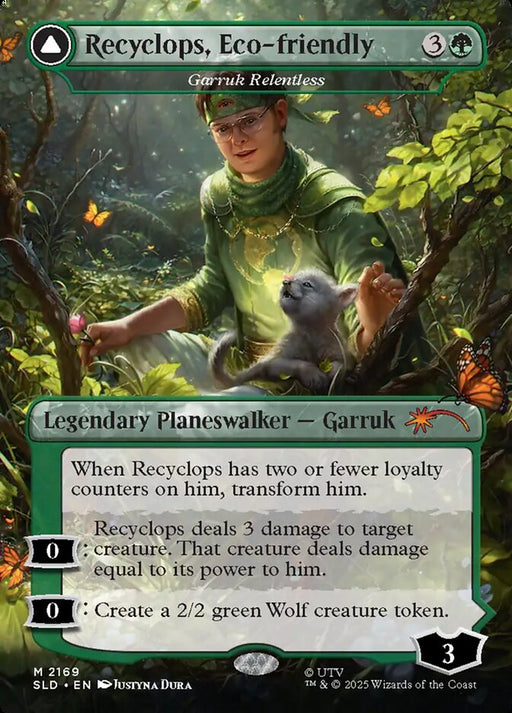 Recyclops, Nature's Vengeance - Garruk Relentless // Garruk, the Veil-Cursed - Borderless - Full Art - Inverted