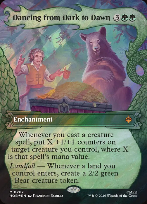 Dancing from Dark to Dawn - Borderless - Showcase - Surge Foil (Foil)