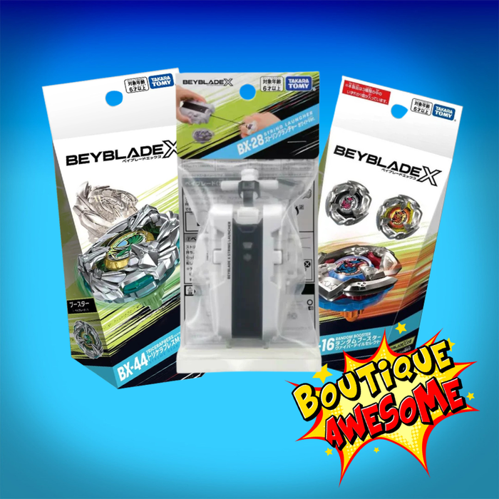 Beyblade X Trio #1 - BX-16 Random Booster, BX-44 Tricera Press & BX-28 String Launcher