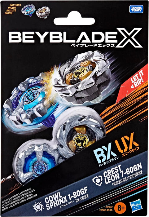 Beyblade X Cowl Sphinx 1-80GF & Crest Leon 7-60GN Dual Pack Set Hasbro