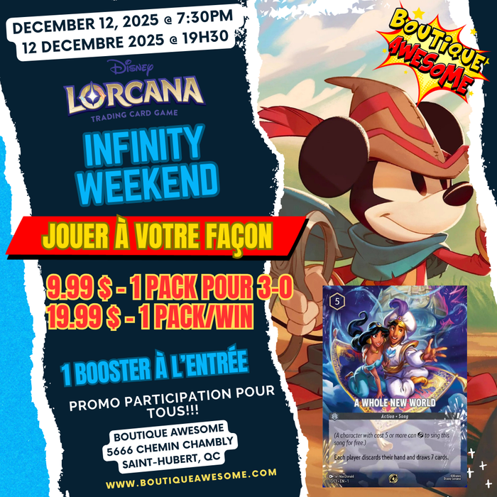 Lorcana Infinity Weekend! - 12 Decembre 2025 @ 19h30