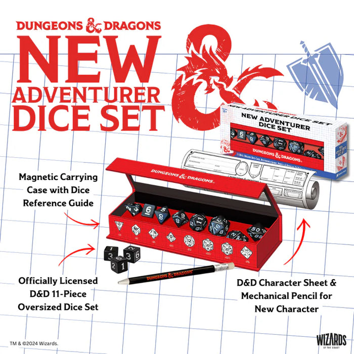 Dungeons & Dragons New Adventurer Dice Set - BLACK DICE | Sirius Dice