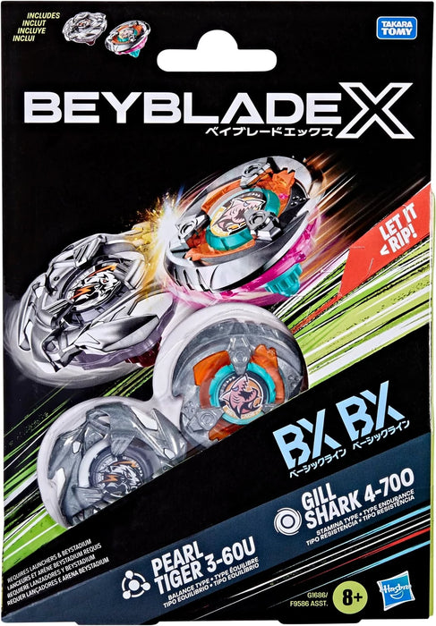 Beyblade X Beyblade X Gill Shark 4-70O & Pearl Tiger 3-60U Dual Pack Set Hasbro