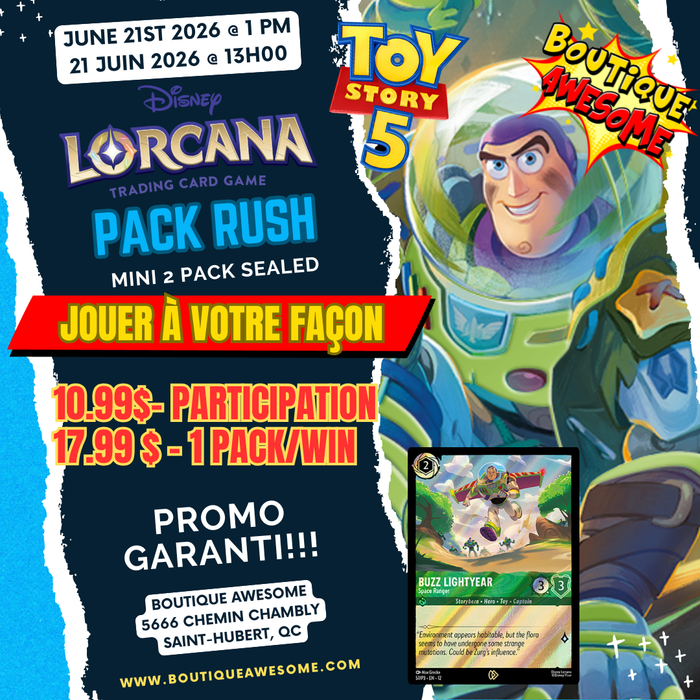 Lorcana Awesome Pack Rush Event : Toy Story 5 Edition