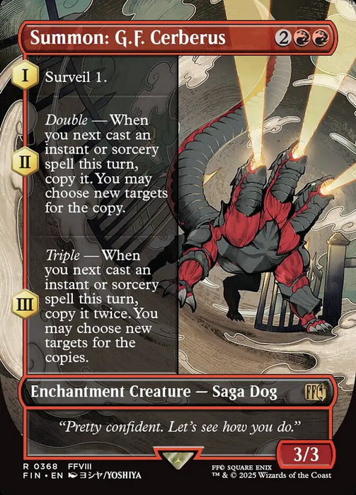 Summon: G.F. Cerberus - Borderless - Full Art - Enchantment - Inverted