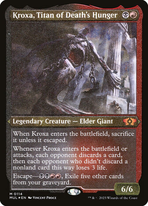 Kroxa, Titan of Death's Hunger - Etched - Inverted - Legendary - Etched (Foil)