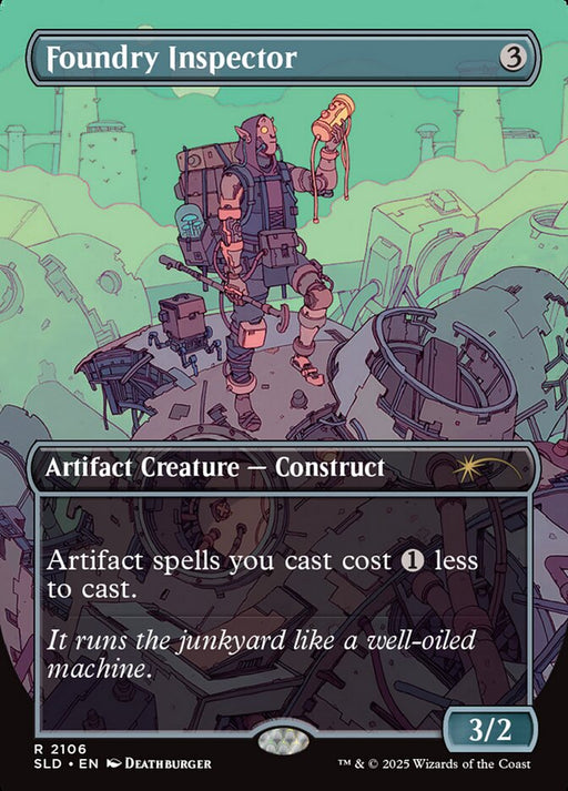 Foundry Inspector - Borderless - Full Art - Inverted (Foil)