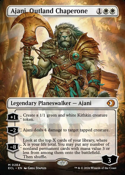 Ajani, Outland Chaperone - Borderless - Full Art - Inverted (Foil)