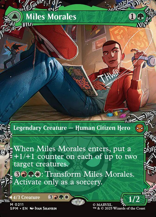 Miles Morales // Ultimate Spider-Man - Borderless - Full Art - Inverted - Legendary - Showcase (Foil)