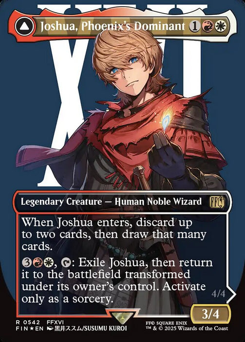 Joshua, Phoenix's Dominant // Phoenix, Warden of Fire - Borderless - Full Art - Enchantment - Inverted - Legendary - Surge Foil (Foil)